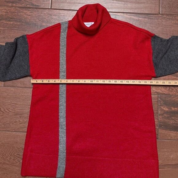 Liz Claiborne Sweater Color Block Red Charcoal Gray Turtleneck Size L NWT - Picture 5 of 7